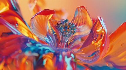 Poster - Vibrant Fluid Art Flower Abstract Close-Up