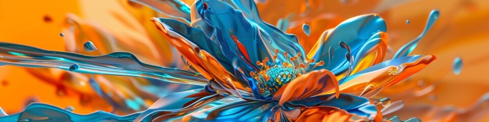 Poster - Abstract Fiery Floral Art in Panoramic View