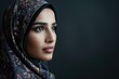 stylish Muslim woman on black background