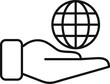 Support global hand icon outline vector. Eco global protection. Care human