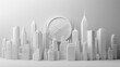 © Nat - 3D minimalist cityscape with NetZero emissions numberless clock, sleek design, monochrome palette