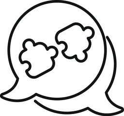 Poster - Connection puzzle chat icon outline vector. Speech discussion. Teamwork speak