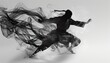 © panyawatt - Create dynamic minimalist art capturing ninja skills from unexpected camera angles Focus on fluidity in motion, contrasting light & shadow play