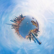 Panorama view of New York and new jersey city at sunset. 360 degree panorama.