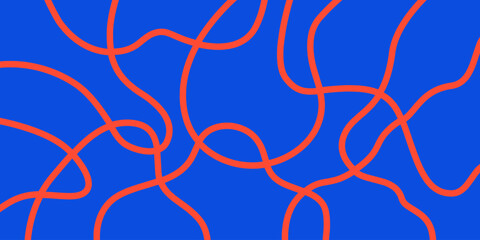 Poster - Abstract horizontal background with colorful waves. Trendy vector illustration in style retro 60s, 70s. Blue and red colors	