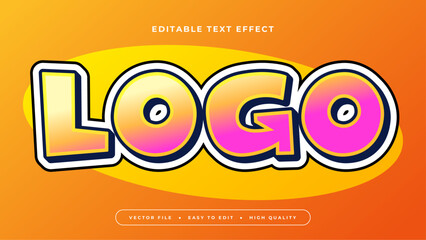 Wall Mural - Orange yellow and pink logo 3d editable text effect - font style