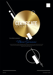 Wall Mural - Minimalistic black simple a4 diploma certificate template in japan style with golden accent