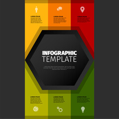 Poster - Six vertical items infographic template on dark background