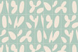 Linear seamless smooth abstract pattern drawing with beige color on turquoise background