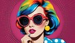 Craft an image of a pop art girl with vibrant pol