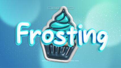 Blue and white frosting 3d editable text effect - font style