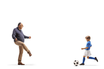 Sticker - Mature man playing football with a child