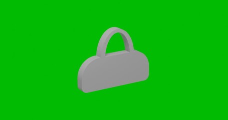 Poster - Animation of rotation of a white sports bag symbol with shadow. Simple and complex rotation. Seamless looped 4k animation on green chroma key background