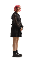 Sticker - Red-haired woman in black dress standing