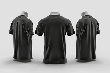 Wall Mural - 3D, layout, black T-shirt side and back, template, mockup