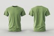3D, mock up, blank green t-shirt front and rear on white background, template, mockup, copy space