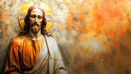 Wall Mural - Religious imagery of Jesus Christ resurrection ascension and second coming. Concept Religious Imagery, Jesus Christ, Resurrection, Ascension, Second Coming