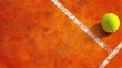close-up of tennis ball on clay court, highlighting sports and texture, roland garros banner, with copy space for text 