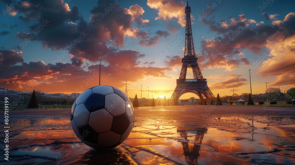 Soccer Ball in Front of the Eiffel Tower, Paris - 2024 Summer Olympics ...