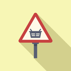 Poster - Store road sign icon flat vector. Road locator. Pin locate shop