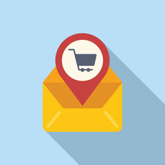Poster - Store locator mail info icon flat vector. Geo retail. Supermarket shop