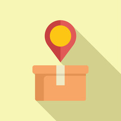 Poster - Store locator parcel icon flat vector. Target badge. Pointer location