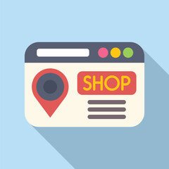 Poster - Website store locator icon flat vector. Shop online. Pin road area