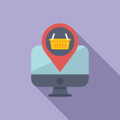 Poster - mark store online icon flat vector. computer app. geo pointer sale