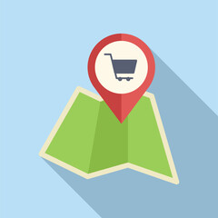 Poster - map pointer shop icon flat vector. locator online. app delivery market