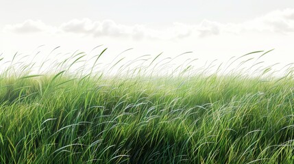 Wall Mural - A field of tall grass with a cloudy sky in the background