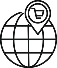Poster - global cart market icon outline vector. service online shop. mall store