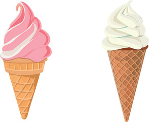 Poster - Ice cream flat icon. Icecream cone illustration