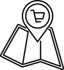 Poster - map pointer shop icon outline vector. locator online. app delivery market