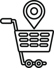 Poster - find store place online icon outline vector. street location. place service app