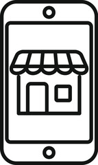 Poster - mobile app store locator icon outline vector. market internet. direction sale