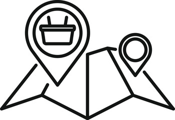 Poster - location shop on map icon outline vector. near find retail. mall radius