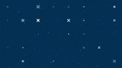 Poster - Template animation of evenly spaced multiplication symbols of different sizes and opacity. Animation of transparency and size. Seamless looped 4k animation on dark blue background with stars