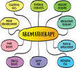 Aromatherapy with essential oils and its applications to holistic healing to improve physical, mental, and emotional health, vector mind map infographics sketch