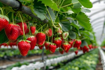 Wall Mural - Specialized hydroponic strawberry greenhouse company