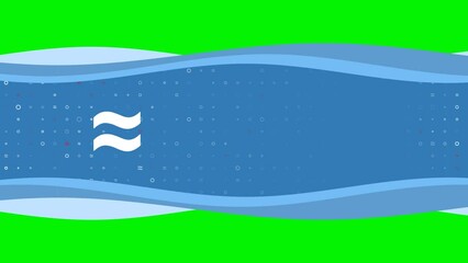 Poster - Animation of blue banner waves movement with white approximately equal symbol on the left. On the background there are small white shapes. Seamless looped 4k animation on chroma key background