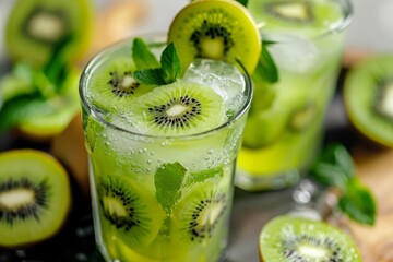 Poster - Summer cocktails with kiwi lime mint and lemon