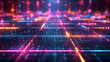 Vibrant and Surreal Neon Gridlock: A Photo Realistic Representation of a Digital Network's Locked Pathways