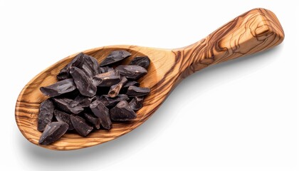 Poster - Tonka bean on white background with depth of field From Dipteryx odorata Overhead view