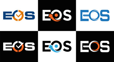 Wall Mural - EOS logo. E O S design. White EOS letter. EOS, E O S letter logo design. Initial letter EOS linked circle uppercase monogram logo. E O S letter logo vector design.