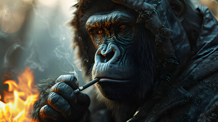 Canvas Print - Gorilla Mafia Style Smoking