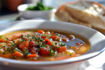Poster - Vegetable and stock soup portion