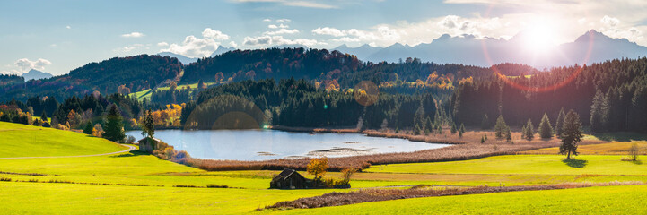 Poster -  Panorama Landschaft im Frühling bei Füssen im Allgäu