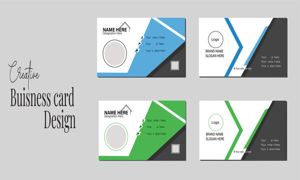 set of modern business card template with triangles shape,visiting card set with multiple colour and personal info with company logo