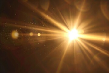 Wall Mural - sun flare on black background in abstract natural form.