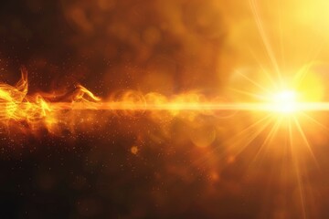 Wall Mural - sun flare on black background in abstract natural form.